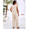 imageBlooming Jelly Womens Two Piece Sets Lounge Holiday Outfits Linen Matching Sets Clothing Dressy Jumpsuits with PantsApricot
