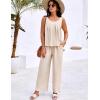 imageBlooming Jelly Womens Two Piece Sets Lounge Holiday Outfits Linen Matching Sets Clothing Dressy Jumpsuits with PantsApricot