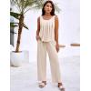 imageBlooming Jelly Womens Two Piece Sets Lounge Holiday Outfits Linen Matching Sets Clothing Dressy Jumpsuits with PantsApricot