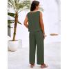 imageBlooming Jelly Womens Two Piece Sets Lounge Holiday Outfits Linen Matching Sets Clothing Dressy Jumpsuits with PantsArmy Green