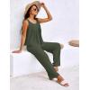 imageBlooming Jelly Womens Two Piece Sets Lounge Holiday Outfits Linen Matching Sets Clothing Dressy Jumpsuits with PantsArmy Green