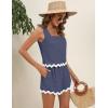 imageBlooming Jelly Womens Two Piece Sets Vacation Outfits Cruise Beach Summer Resort Wear Shorts Matching Sets 2025Navy Blue