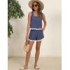 imageBlooming Jelly Womens Two Piece Sets Vacation Outfits Cruise Beach Summer Resort Wear Shorts Matching Sets 2025Navy Blue