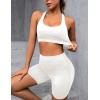 imageBlooming Jelly Womens Workout Sets Yoga 2 Piece Outfits Square Neck Racerback Crop Tank High Waist Shorts Gym SetBeige
