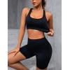 imageBlooming Jelly Womens Workout Sets Yoga 2 Piece Outfits Square Neck Racerback Crop Tank High Waist Shorts Gym SetBlack