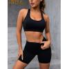 imageBlooming Jelly Womens Workout Sets Yoga 2 Piece Outfits Square Neck Racerback Crop Tank High Waist Shorts Gym SetBlack