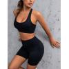 imageBlooming Jelly Womens Workout Sets Yoga 2 Piece Outfits Square Neck Racerback Crop Tank High Waist Shorts Gym SetBlack