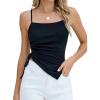 imageBlooming Jelly Women Sexy Casual Crop Tank Tops Summer Going Out Top Asymmetrical Hem Y2k Spaghetti Strap Tank Top ShirtBlack