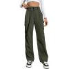 imageBlooming Jelly Womens High Waisted Baggy Cargo Pants Flap Pocket Y2K Pants Drawstring Relaxed Fit Pants 2023Barmy Green