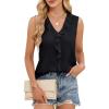 imageBlooming Jelly Womens Summer Tank Tops V Neck Ruffle Sleeveless Business Casual Outfit Ladies Trendy Work Dressy BlouseBlack