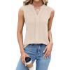 imageBlooming Jelly Womens Tank Tops Summer Business Casual Outfits Sleeveless Dressy Blouses V Neck Pleated ShirtsApricot