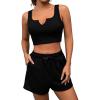 imageBlooming Jelly Womens Two Piece Lounge Sets 2 Piece Shorts Outfits Sets Sleeveless Crop Tank and Shorts SweatsuitsBlack