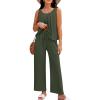 imageBlooming Jelly Womens Two Piece Sets Lounge Holiday Outfits Linen Matching Sets Clothing Dressy Jumpsuits with PantsArmy Green