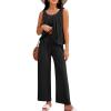 imageBlooming Jelly Womens Two Piece Sets Lounge Holiday Outfits Linen Matching Sets Clothing Dressy Jumpsuits with PantsBlack