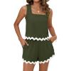 imageBlooming Jelly Womens Two Piece Sets Vacation Outfits Cruise Beach Summer Resort Wear Shorts Matching Sets 2025Army Green