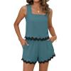 imageBlooming Jelly Womens Two Piece Sets Vacation Outfits Cruise Beach Summer Resort Wear Shorts Matching Sets 2025Blue