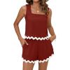 imageBlooming Jelly Womens Two Piece Sets Vacation Outfits Cruise Beach Summer Resort Wear Shorts Matching Sets 2025Rust Orange