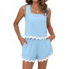 imageBlooming Jelly Womens Two Piece Sets Vacation Outfits Cruise Beach Summer Resort Wear Shorts Matching Sets 2025Sky Blue