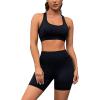 imageBlooming Jelly Womens Workout Sets Yoga 2 Piece Outfits Square Neck Racerback Crop Tank High Waist Shorts Gym SetBlack