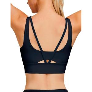 imageBlooming Jelly Womens Supportive Sports Bras Yoga Sports Bra Cut Out Back Running Bra with Removable Pad 2024Black
