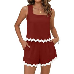 imageBlooming Jelly Womens Two Piece Sets Vacation Outfits Cruise Beach Summer Resort Wear Shorts Matching Sets 2025Rust Orange