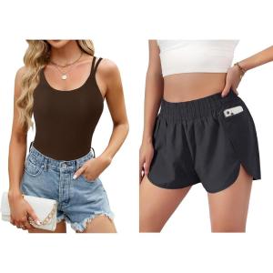 imageBlooming Jelly Womens Workout Shorts ampamp Ribbed Tank Tops Bundle  Perfect Combo for Active Lifestyles M BlackampampBrown