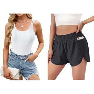 imageBlooming Jelly Womens Workout Shorts ampamp Ribbed Tank Tops Bundle  Perfect Combo for Active Lifestyles M BlackampampSollid White