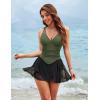 imageBlooming Jelly Women One Piece Swimsuit Tummy Control Slimming Bathing Suits V Neck Mesh Tie Back Swim DressGreen and Black