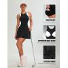 imageBlooming Jelly Women Tennis Dress Casual Athletic Color Block Outfit Racerback Built in Bra Golf Separate Shorts with PocketBlack