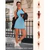 imageBlooming Jelly Women Tennis Dress Casual Athletic Color Block Outfit Racerback Built in Bra Golf Separate Shorts with PocketBlue