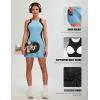 imageBlooming Jelly Women Tennis Dress Casual Athletic Color Block Outfit Racerback Built in Bra Golf Separate Shorts with PocketBlue