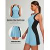 imageBlooming Jelly Women Tennis Dress Casual Athletic Color Block Outfit Racerback Built in Bra Golf Separate Shorts with PocketBlue