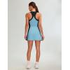 imageBlooming Jelly Women Tennis Dress Casual Athletic Color Block Outfit Racerback Built in Bra Golf Separate Shorts with PocketBlue