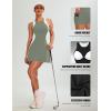 imageBlooming Jelly Women Tennis Dress Casual Athletic Color Block Outfit Racerback Built in Bra Golf Separate Shorts with PocketGreen
