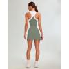 imageBlooming Jelly Women Tennis Dress Casual Athletic Color Block Outfit Racerback Built in Bra Golf Separate Shorts with PocketGreen