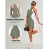 imageBlooming Jelly Women Tennis Dress Casual Athletic Color Block Outfit Racerback Built in Bra Golf Separate Shorts with PocketGreen