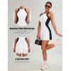 imageBlooming Jelly Women Tennis Dress Casual Athletic Color Block Outfit Racerback Built in Bra Golf Separate Shorts with PocketWhite