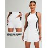 imageBlooming Jelly Women Tennis Dress Casual Athletic Color Block Outfit Racerback Built in Bra Golf Separate Shorts with PocketWhite