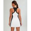 imageBlooming Jelly Women Tennis Dress Casual Athletic Color Block Outfit Racerback Built in Bra Golf Separate Shorts with PocketWhite