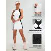 imageBlooming Jelly Women Tennis Dress Casual Athletic Color Block Outfit Racerback Built in Bra Golf Separate Shorts with PocketWhite