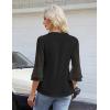 imageBlooming Jelly Womens Dressy Casual Blouses 34 Length Sleeve Tops Business Work Outfits Summer V Neck Pleated ShirtsBlack