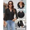 imageBlooming Jelly Womens Dressy Casual Blouses 34 Length Sleeve Tops Business Work Outfits Summer V Neck Pleated ShirtsBlack