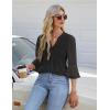 imageBlooming Jelly Womens Dressy Casual Blouses 34 Length Sleeve Tops Business Work Outfits Summer V Neck Pleated ShirtsBlack