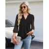 imageBlooming Jelly Womens Dressy Casual Blouses 34 Length Sleeve Tops Business Work Outfits Summer V Neck Pleated ShirtsBlack