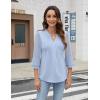 imageBlooming Jelly Womens Dressy Casual Blouses 34 Length Sleeve Tops Business Work Outfits Summer V Neck Pleated ShirtsLight Blue