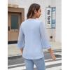 imageBlooming Jelly Womens Dressy Casual Blouses 34 Length Sleeve Tops Business Work Outfits Summer V Neck Pleated ShirtsLight Blue