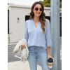 imageBlooming Jelly Womens Dressy Casual Blouses 34 Length Sleeve Tops Business Work Outfits Summer V Neck Pleated ShirtsLight Blue