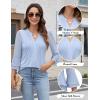 imageBlooming Jelly Womens Dressy Casual Blouses 34 Length Sleeve Tops Business Work Outfits Summer V Neck Pleated ShirtsLight Blue
