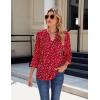 imageBlooming Jelly Womens Dressy Casual Blouses 34 Length Sleeve Tops Business Work Outfits Summer V Neck Pleated ShirtsSpotted Red