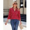 imageBlooming Jelly Womens Dressy Casual Blouses 34 Length Sleeve Tops Business Work Outfits Summer V Neck Pleated ShirtsSpotted Red